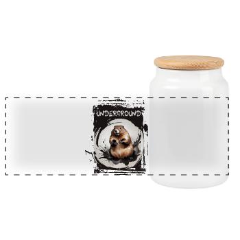 Marmotte souterraine - Boîte à biscuits avec couvercle en bois - blanc - Devant