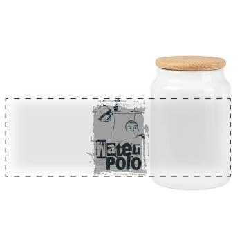 Minimalist water polo - Panoramic Cookie Jar with Wooden Lid - white - Front