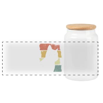 Cat Sketch - Panoramic Cookie Jar with Wooden Lid - white - Front