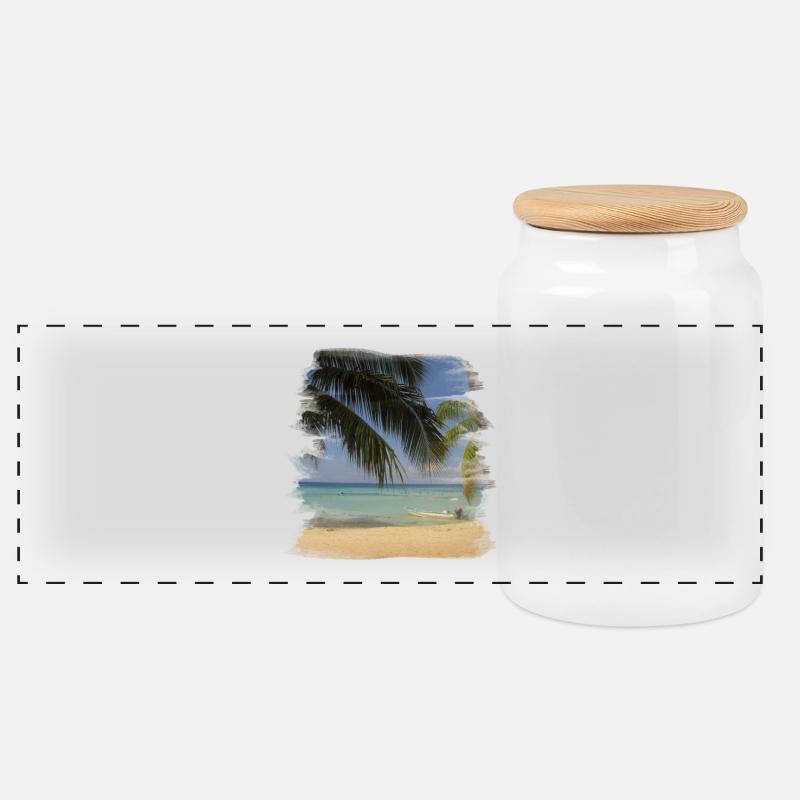 Beach - Panorama Keksdose mit Holzdeckel - Weiß