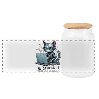 Geeky computer chat, computer humor - Panoramic Cookie Jar with Wooden Lid - white - Front