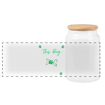 Motif de chien humoristique avec des pattes - Boîte à biscuits avec couvercle en bois - blanc - Devant