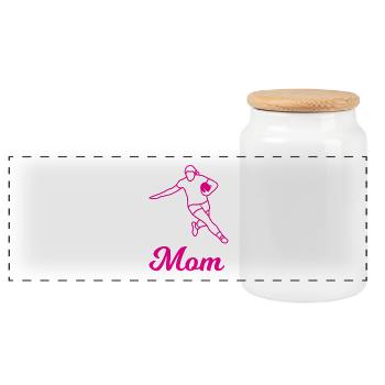 Rugby Mom - Panoramic Cookie Jar with Wooden Lid - white - Front