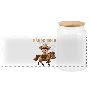 Cowboy Sheriff 2 Geburtstag Kinder 2 Jahre Spruch - Panorama Keksdose mit Holzdeckel - Weiß - Vorne