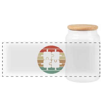Puzzle rétro vintage - Boîte à biscuits avec couvercle en bois - blanc - Devant