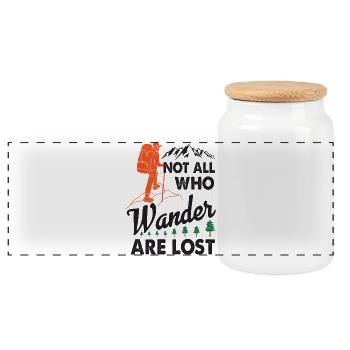 Nicht alle, die wandern, sind verloren - Wander-T-Shirt - Panorama Keksdose mit Holzdeckel - Weiß - Vorne
