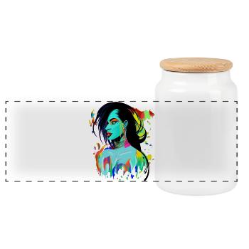 Explosion de couleurs de portrait néon - Boîte à biscuits avec couvercle en bois - blanc - Devant