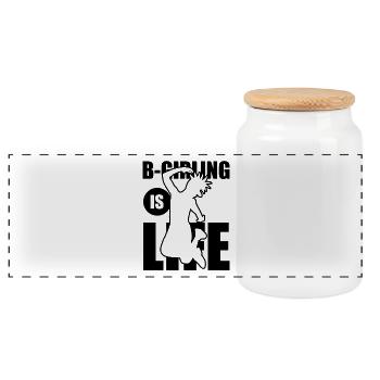 B-Girling, c’est la vie - Boîte à biscuits avec couvercle en bois - blanc - Devant