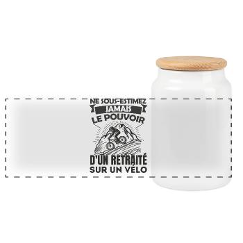 Pouvoir d'un retraité sur un vélo - Boîte à biscuits avec couvercle en bois - blanc - Devant
