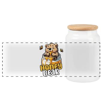 Honey Bear – mignon petit ours dans un pot de miel - Boîte à biscuits avec couvercle en bois - blanc - Devant