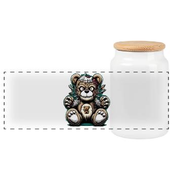 Ours en peluche vintage maman peluche - Boîte à biscuits avec couvercle en bois - blanc - Devant