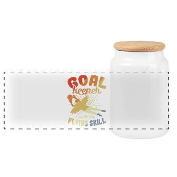 Gardien de but avec des compétences de vol - Boîte à biscuits avec couvercle en bois - blanc - Devant