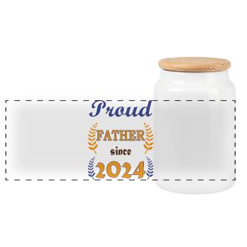 PROUD FATHER SINCE 2024 - Panorama Keksdose mit Holzdeckel - Weiß - Vorne