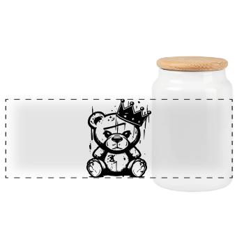 Roi ours | Graffiti Street Art chemise manuscrite - Boîte à biscuits avec couvercle en bois - blanc - Devant