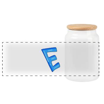 Buchstabe E Anfangsbuchstabe - Panorama Keksdose mit Holzdeckel - Weiß - Vorne
