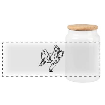 Breakdancer - Panoramic Cookie Jar with Wooden Lid - white - Front