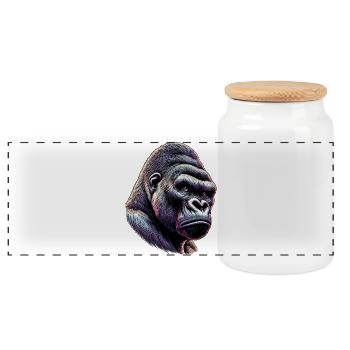 Gorilla - Panorama Keksdose mit Holzdeckel - Weiß - Vorne