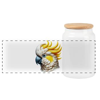 Perroquet cacatoès - Boîte à biscuits avec couvercle en bois - blanc - Devant