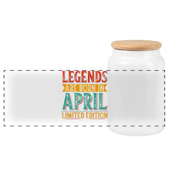 Les légendes sont nées en avril édition limitée Anniversaire - Boîte à biscuits avec couvercle en bois - blanc - Devant