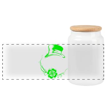 Sloth St Patrick's Day with clover and hat - Panoramic Cookie Jar with Wooden Lid - white - Front