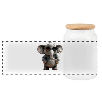 Elephant Africa Safari Wilderness Love Cute Elephant - Panoramic Cookie Jar with Wooden Lid - white - Front