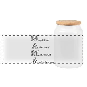 Mom, Dialect, Best Mom, Mother's Day - Panoramic Cookie Jar with Wooden Lid - white - Front