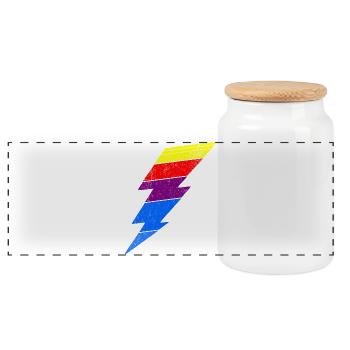 Colorful lightning effect on clothes - Panoramic Cookie Jar with Wooden Lid - white - Front
