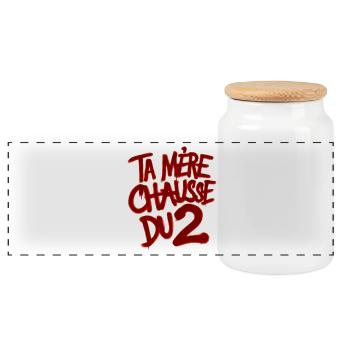 Ta mère chausse du 2 - Boîte à biscuits avec couvercle en bois - blanc - Devant