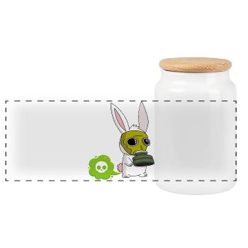 Farting Rabbit - Panoramic Cookie Jar with Wooden Lid - white - Front