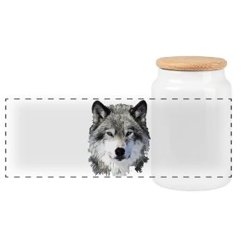 Der Wolf - Panorama Keksdose mit Holzdeckel - Weiß - Vorne