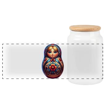 Russian Khokhloma Russland Russen Russische - Panorama Keksdose mit Holzdeckel - Weiß - Vorne