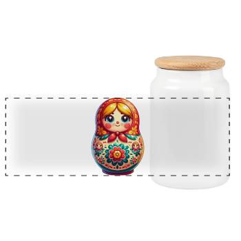 Russian Khokhloma Russia Russian Russian - Panoramic Cookie Jar with Wooden Lid - white - Front
