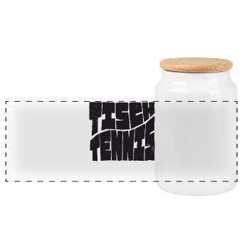 Tennis de table avec batte de tennis de table Ping Pong - Boîte à biscuits avec couvercle en bois - blanc - Devant