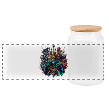 Royal Graffiti Gaming Controller - Panoramic Cookie Jar with Wooden Lid - white - Front