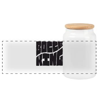 Bocce King Boccespieler Ball mit Jack Bocci Game - Panorama Keksdose mit Holzdeckel - Weiß - Vorne