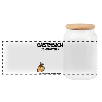 23. Geburtstag | Gästebuch Design - Panorama Keksdose mit Holzdeckel - Weiß - Vorne