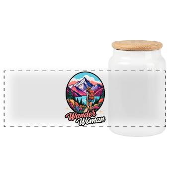 Wander Woman Wandern Wanderwoman Berge Natur Retro - Panorama Keksdose mit Holzdeckel - Weiß - Vorne