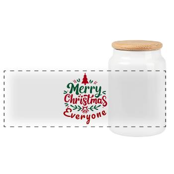 Weihnachten Weihnachten Weihnachten Weihnachten Weihnachten - Panorama Keksdose mit Holzdeckel - Weiß - Vorne