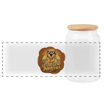 Chien avec des lunettes de soleil et du texte pour le meilleur ami - Boîte à biscuits avec couvercle en bois - blanc - Devant
