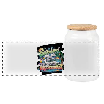 Enjoy Lagoon Retreat - Panoramic Cookie Jar with Wooden Lid - white - Front