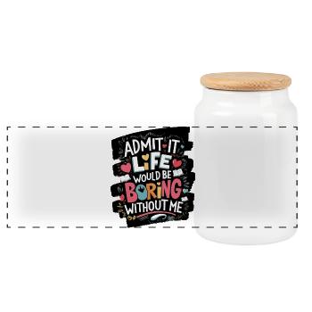 T-shirt de sagesse Living Life - Boîte à biscuits avec couvercle en bois - blanc - Devant