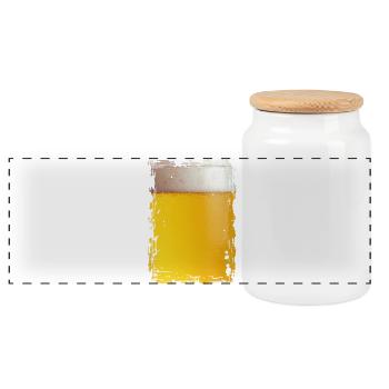 Bière - Boîte à biscuits avec couvercle en bois - blanc - Devant