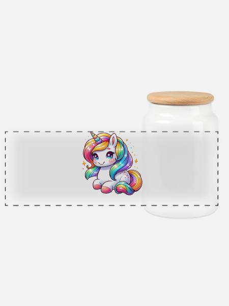 Dabbing Unicorn Fans Dab Einhörner - Panorama Keksdose mit Holzdeckel - Weiß