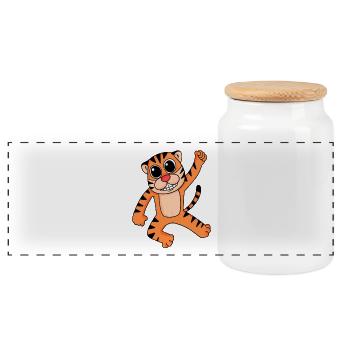 Tigre - Boîte à biscuits avec couvercle en bois - blanc - Devant