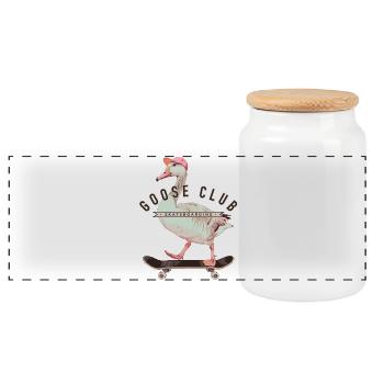 oie skateboard design amusant - Boîte à biscuits avec couvercle en bois - blanc - Devant