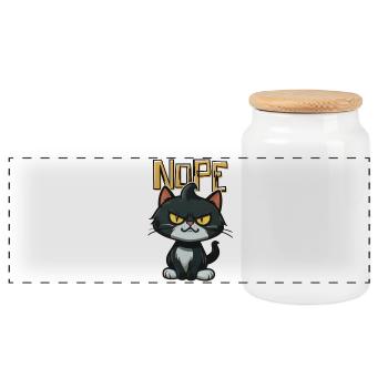 Angry Kitten says NOPE - Panorama Keksdose mit Holzdeckel - Weiß - Vorne