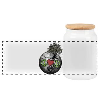 Planet Peace Herz Natur Naturschutz Erde Klima - Panorama Keksdose mit Holzdeckel - Weiß - Vorne