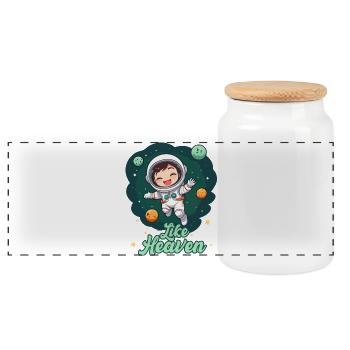 Like Heaven - Astronaut - Panoramic Cookie Jar with Wooden Lid - white - Front