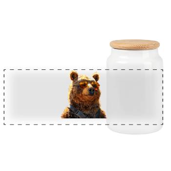 Ours brun, Grizzly, Bear Brothers, Papa, Ours sauvages - Boîte à biscuits avec couvercle en bois - blanc - Devant