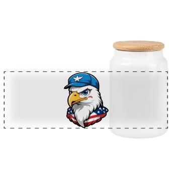 Aigle aviateur américain - Boîte à biscuits avec couvercle en bois - blanc - Devant